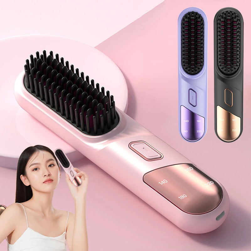 Wireless Hair Straighteners 4000mah Mini Hot Comb Dryer And Straightening Brush Hair Styling Appliances Hot Comb Straightener