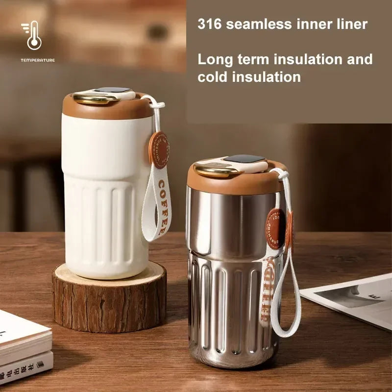 420ml Smart Thermos Bottle Water Digital LED Temperature Coffee Cup 316Stainless Steel Vacuum Cup Office Cup Girlfriend's Gift