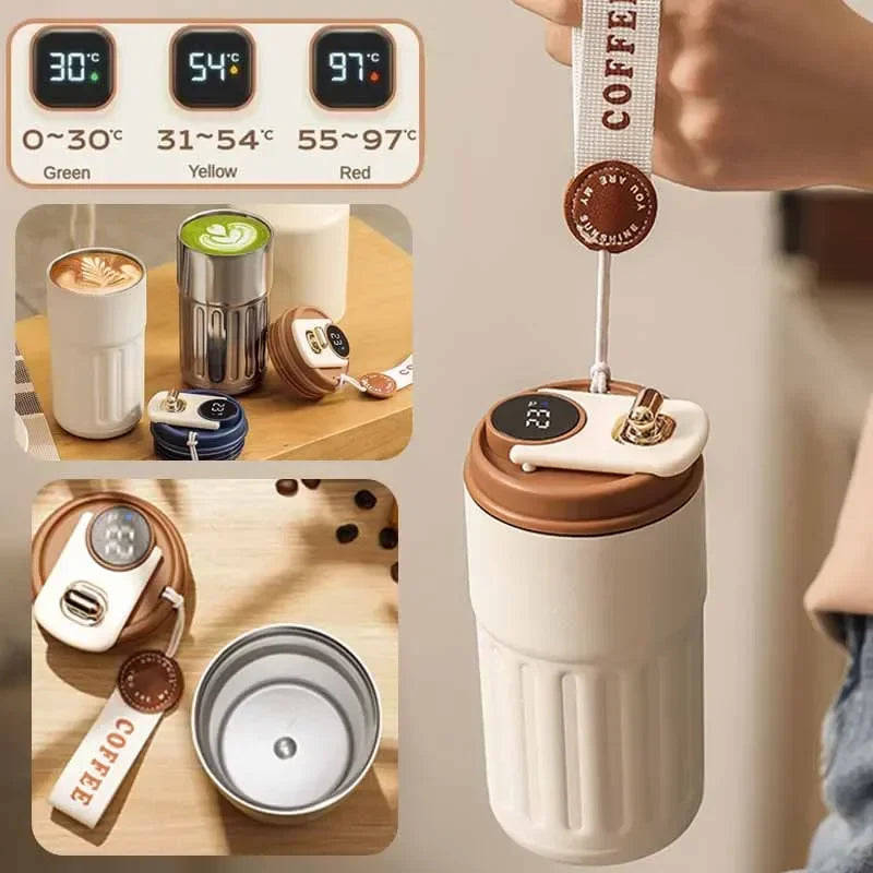 420ml Smart Thermos Bottle Water Digital LED Temperature Coffee Cup 316Stainless Steel Vacuum Cup Office Cup Girlfriend's Gift